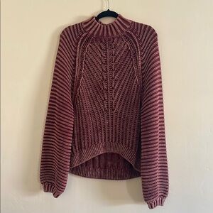 Free people sweet heart mock neck maroon sweater large